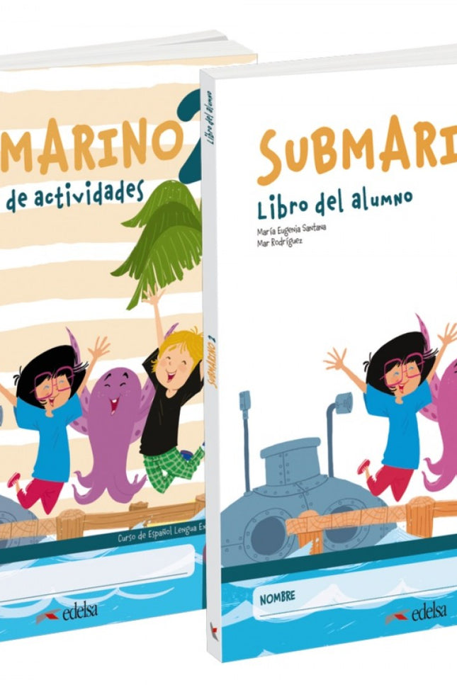 Libro Submarino 2. Pack Libro Del Alumno + Cuaderno De Ejercicios: Nivel 2 de SUBMARINO, nuevo método para la enseñanza del español en Primaria. Los protagonistas de Submarino 2 se llaman Valentina y Mateo y viajan en submarino junto con su mascota Tinta, un pulpo simpático y travieso que acompañará a los niños y a las niñas en su primer viaje al español.