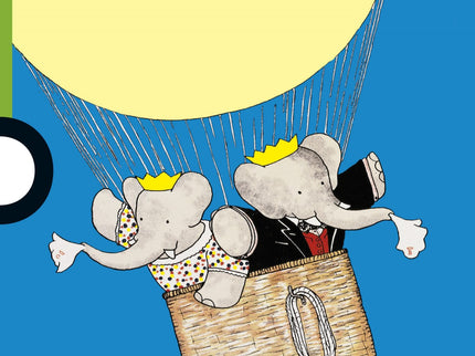 Libro El Viaje De Babar: Barbar y Celeste parten de viaje montados en un gran globo. Durante el vuelo, una tempestad der