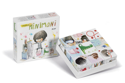 Libro Minimoni: Seis juegos en uno para estimular la creatividad en familia. Inspirados en las aventuras de Minimoni, aprenderemos a seguir pistas, a construir torres, ¡y muchas cosas más!