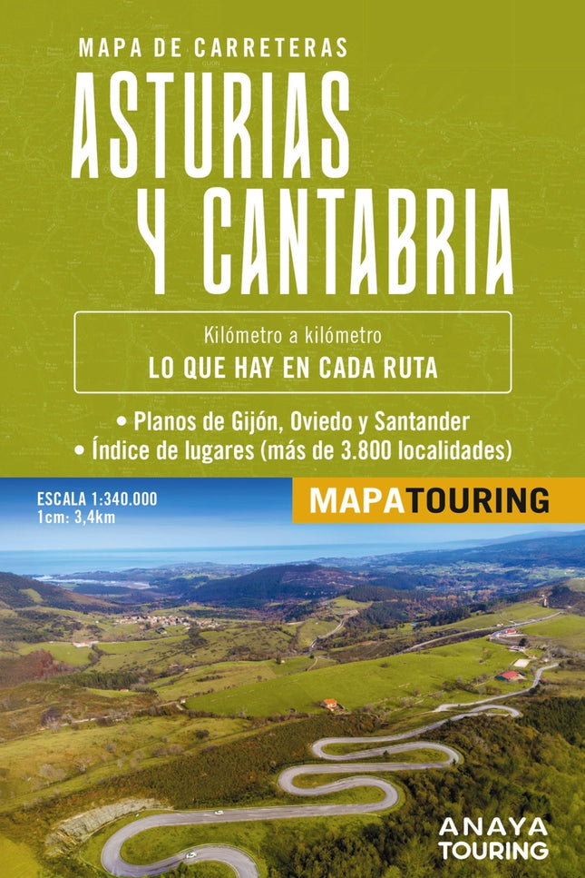 Mapa De Carreteras Asturias Y Cantabria (desplegable), Escala 1:340.000