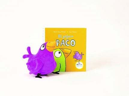 Libro El Pájaro Paco: Este set contiene el libro con pop-ups de El pájaro Pacoy un muñeco de este personaje.