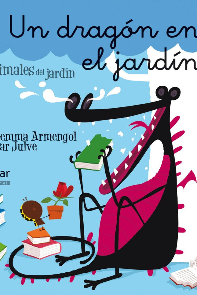 Libro Un Dragón En El Jardín (manuscrita): Un dragón se está comiendo los libros de la biblioteca! Por suerte, la mariqu