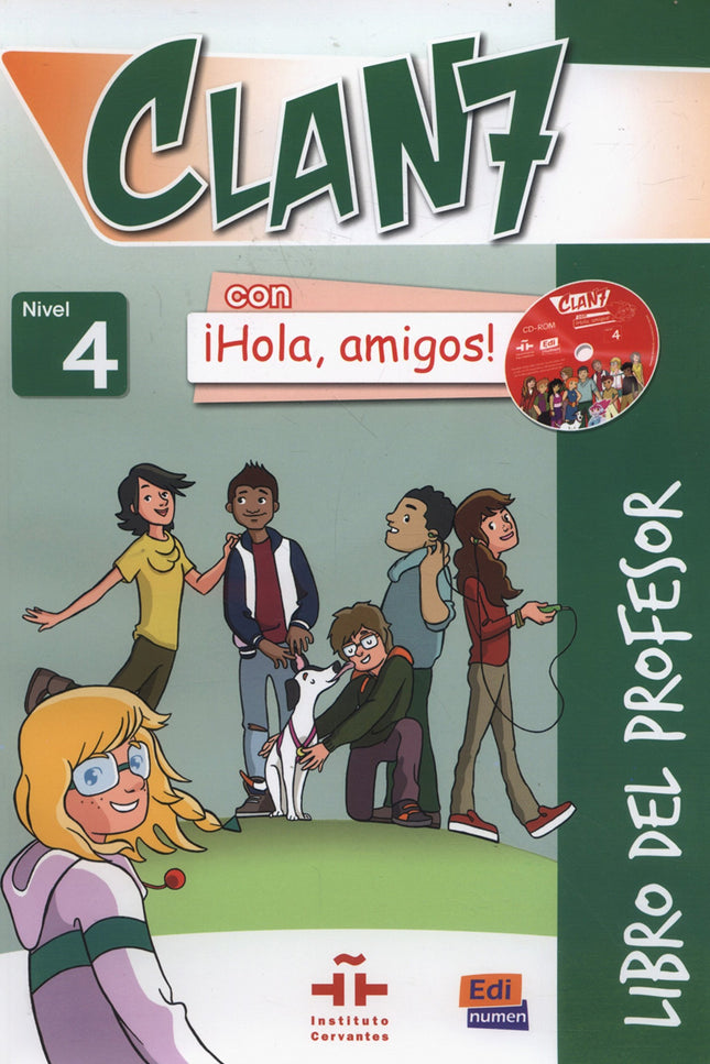 Portada del libro Clan 7 Con íhola, Amigos! Nivel 4 - Libro Del Profesor + Cd-rom + Cd