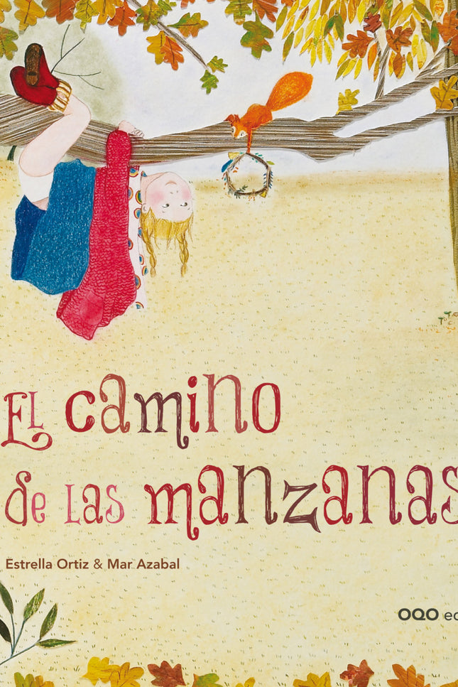 Libro El Camino De Las Manzanas: Entre los árboles pasa una niña con una cesta. Le han pedido que recoja las manzanas del manzano que está al lado del camino, al lado de la fuente.