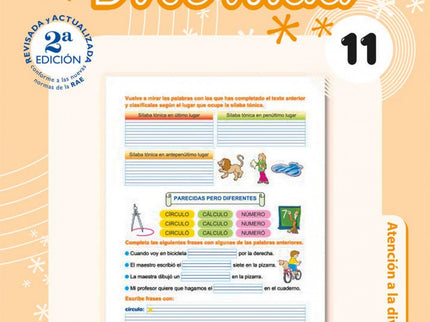 Libro Ortografía Divertida 11: Edad/Nivel: 4º Educación Primaria Este libro trabaja: Sílabas tónica y átona. Tildes: agu