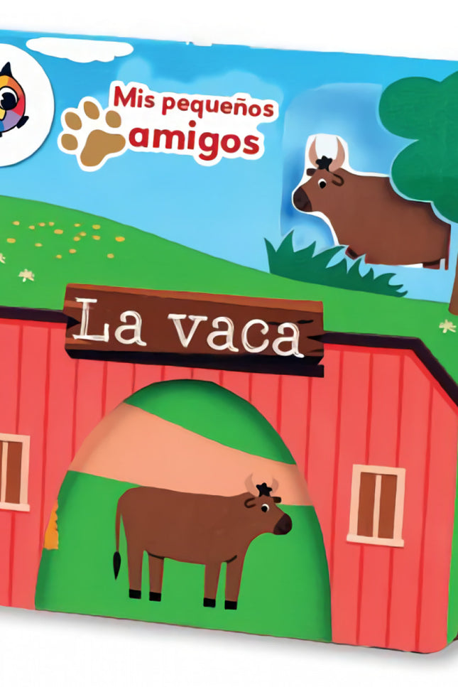 Libro La Vaca: Mira cómo se despliega el libro para revelar un paisaje en el que el animal de madera puede ir por colinas y balas de heno. Todo mientras lees la emocionante historia de tu pequeña amiga la vaca.