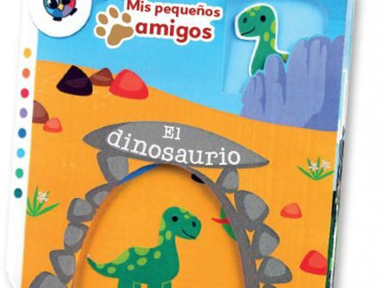 Libro El Dinosaurio: Mira cómo se despliega el libro para revelar un paisaje en el que el animal puede recorrer formaciones rocosas y volcanes. Todo mientras lees la emocionante historia de tu pequeño amigo el dinosaurio