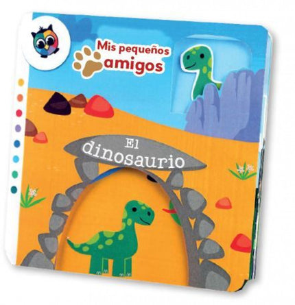 Libro El Dinosaurio: Mira cómo se despliega el libro para revelar un paisaje en el que el animal puede recorrer formaciones rocosas y volcanes. Todo mientras lees la emocionante historia de tu pequeño amigo el dinosaurio