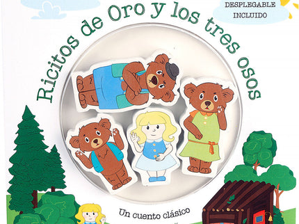 Libro Ricitos De Oro Y Los Tres Osos: Es hora de contar cuentos, así que prepárate para conocer a Ricitos de Oro, la niña que se encuentra una casita vacía en el bosque y entra en ella. Se come las gachas, se sienta en las sillas y prueba todas las camas.