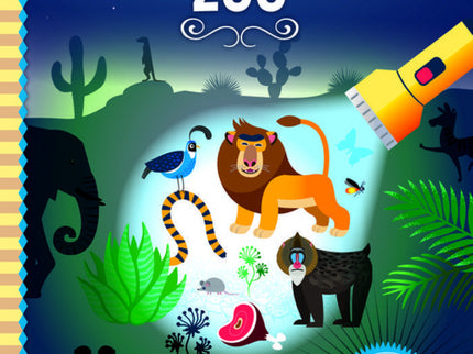 Libro Exploracion Por El Zoo: Alegres historias para leer en voz alta, con bonitas ilustraciones para realizar búsquedas y aprender jugando. Con una «linterna» de resistente cartón blanco para descubrir el apasionante mundo del zoo y sus animales.