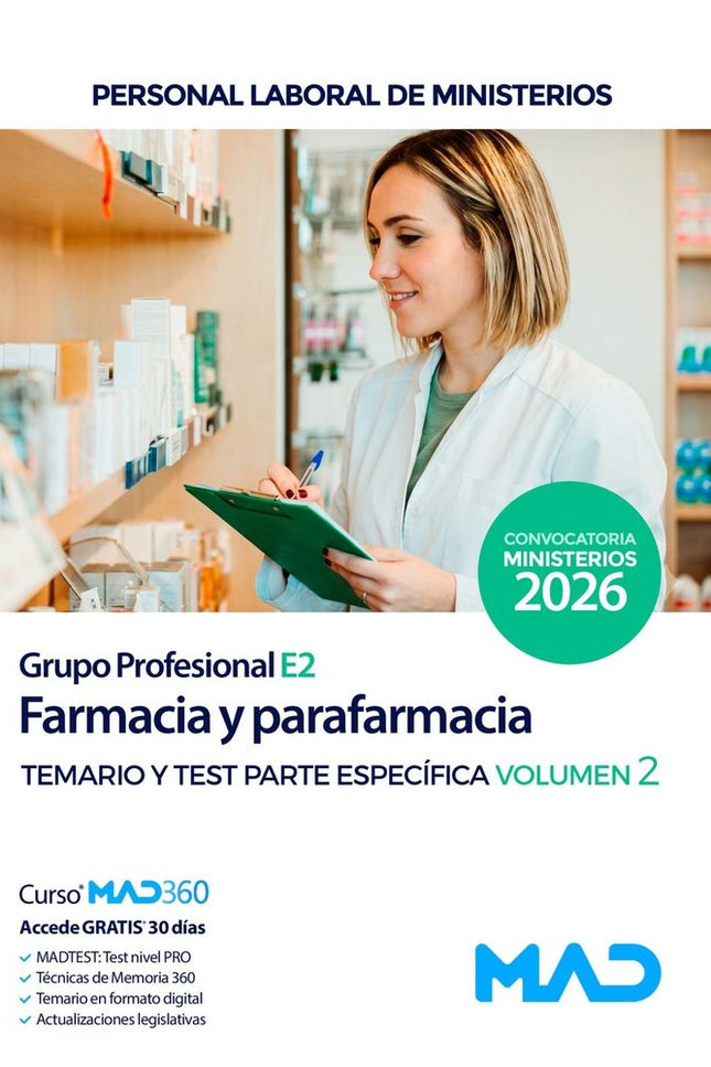FARMACIA Y PARAFARMACIA GRUPO PROFESIONAL E2 TEMARIO 2 TEST - AA.VV
