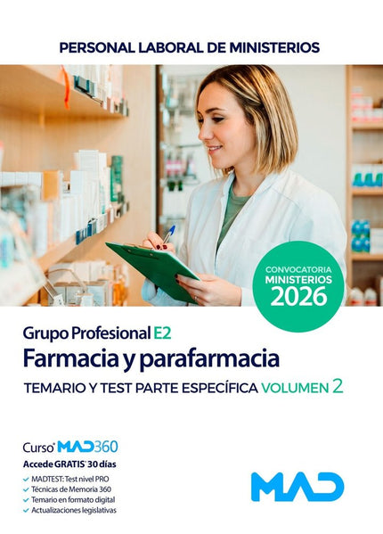 FARMACIA Y PARAFARMACIA GRUPO PROFESIONAL E2 TEMARIO 2 TEST - AA.VV