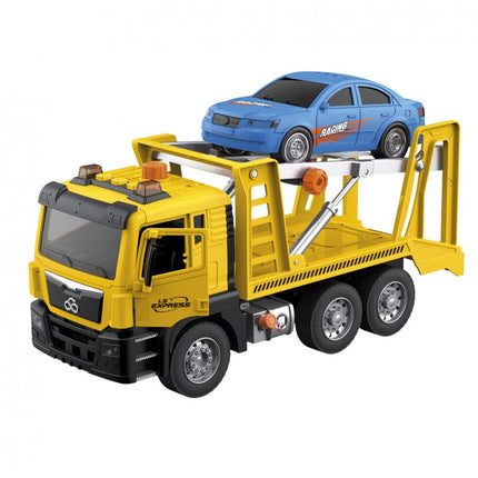 CAMION GRUA REMOLQUE CON COCHE LUZ Y SONIDO ESC 1:10 T01077