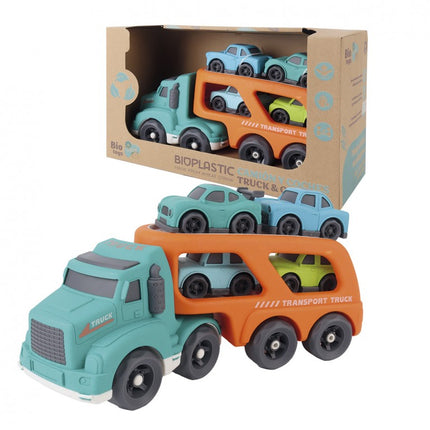 CAMION PORTA COCHES + 5 COCHES ECO BIO T01045