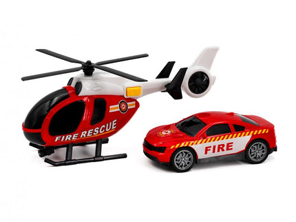 HELICOPTERO + COCHE BOMBEROS LUZ-SONIDO HEROES DE CIUDAD 1: