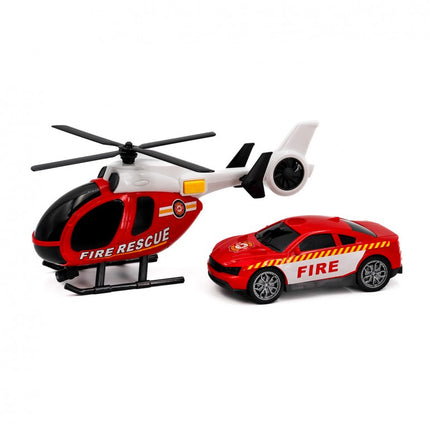HELICOPTERO + COCHE BOMBEROS LUZ-SONIDO HEROES DE CIUDAD 1: