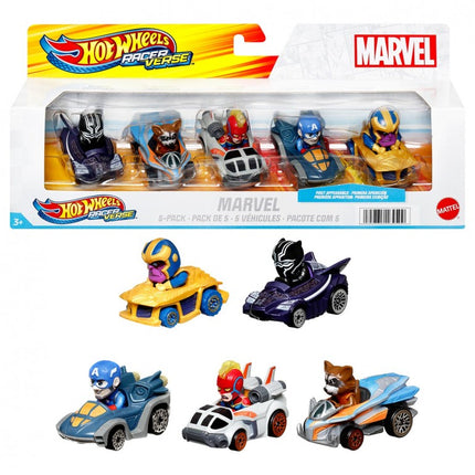 HOT WHEELS PACK 5 COCHES MARVEL RACERVERSE HPN40 MATTEL