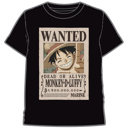 One Piece Camiseta Monkey D. Luffy Wanted Negro Talla M