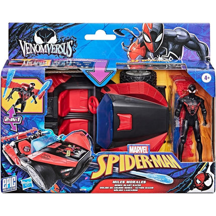 Coche lanzador + figura Miles Morales Venom Versus Epic World of Action Spider-Man Marvel