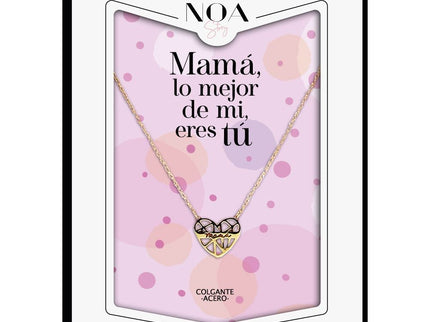 Colgante corazon Mama acero dorado - Mama Lo Mejor de mi Vida Eres Tu