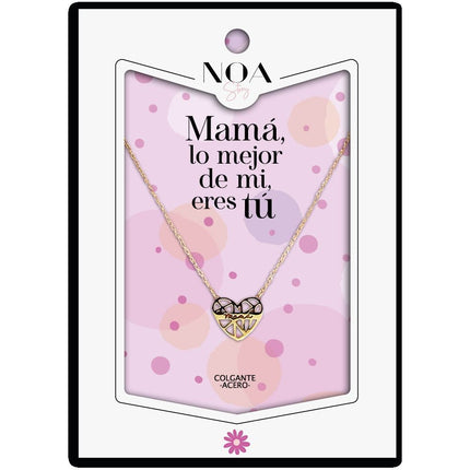 Colgante corazon Mama acero dorado - Mama Lo Mejor de mi Vida Eres Tu