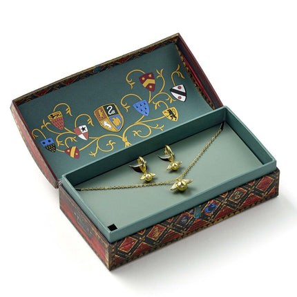 Harry Potter: Quidditch Golden Snitch Collar y Pendientes Set de regalo (Dorado)