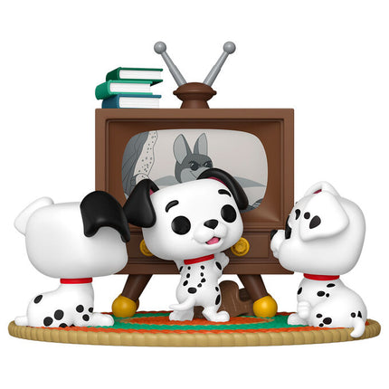 101 dálmatas POP Moment Vinyl Figuras Rolly, Patch & Lucky with TV 9 cm