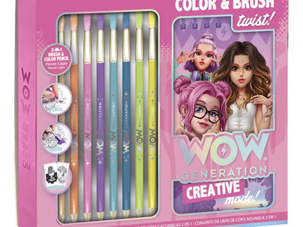 Set bloc artista pincel y lapices acuarela Wow Generation