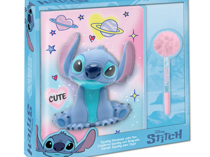 Cuaderno Squshy + boligrafo pompom Stitch Disney