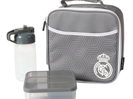 Bolsa porta alimentos termica + tupper + botella Real Madrid
