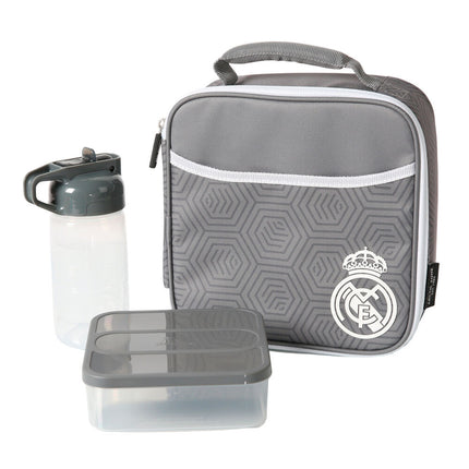 Bolsa porta alimentos termica + tupper + botella Real Madrid