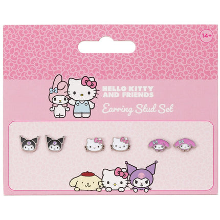 Sanrio Juego de Pendientes de Botón Hello Kitty, Kuromi y My Melody