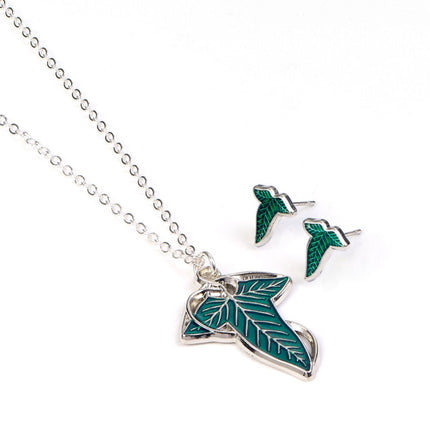 El Señor de los Anillos Set de regalo de pendientes y collar Hoja de Lorien