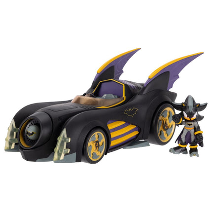 DC x Sonic - The Hedgehog Figura con Vehículo Shadow Batman & Batmobile 6 cm