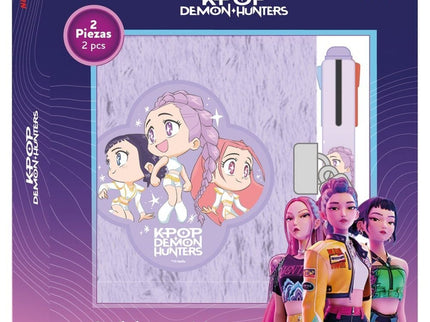Set diario + boligrafo 4 colores Chibi Kpop Demon Hunters