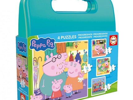 MALETA PUZZLES PROGRESIVOS PEPPA PIG 6-9-12-16 20328 EDUCA