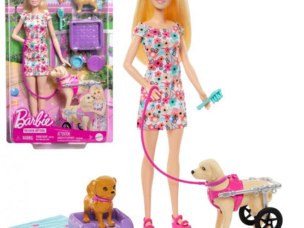 MUÑECA BARBIE PASEADORA PERRO SILLA DE RUEDAS HTK37 MATTEL