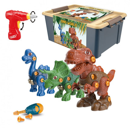 PACK DE 3 DINOSAURIOS CON DESTORNILLADOR MANUAL Y