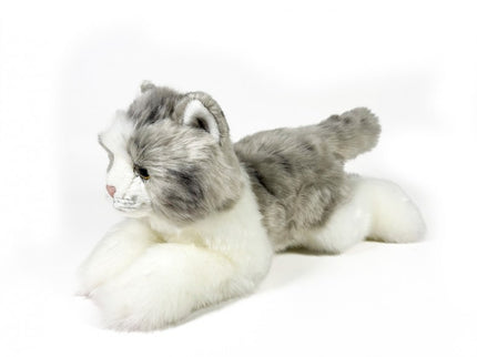 PELUCHE GATO GRIS Y BLANCO TUMBADO 25CM 939D00300 BOCALAN