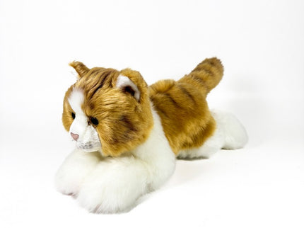 PELUCHE GATO MARRON Y BLANCO TUMBADO 25CM 939D00299 BOCALAN