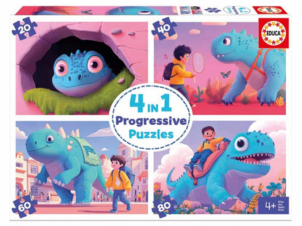 PUZZLE PROGRESIVO SIMPÁTICOS DINOS 20-40-60-80 20222 EDUCA
