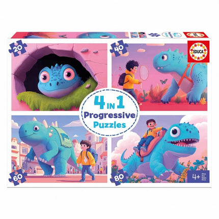 PUZZLE PROGRESIVO SIMPÁTICOS DINOS 20-40-60-80 20222 EDUCA