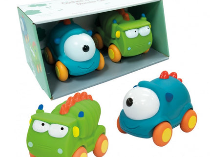 SET DE 2 COCHES MONSTRUOS AZUL Y VERDE TACHAN