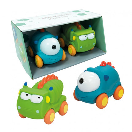 SET DE 2 COCHES MONSTRUOS AZUL Y VERDE TACHAN