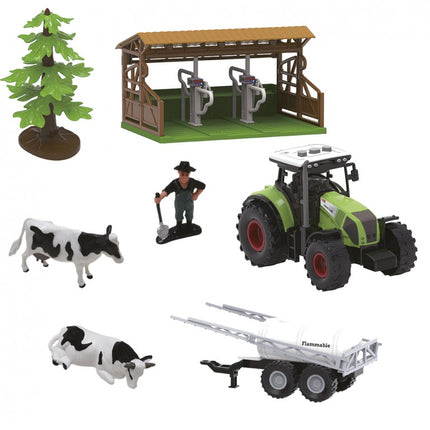 SET GRANJA 7 PZAS CON TRACTOR,VACAS Y FIGURA T01050