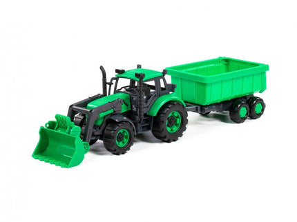 TRACTOR VERDE CON PALA Y REMOLQUE WADER 91840