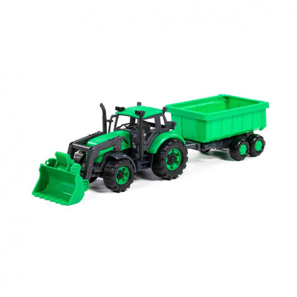 TRACTOR VERDE CON PALA Y REMOLQUE WADER 91840