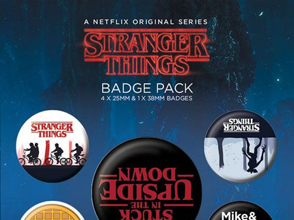 Stranger Things Pack 5 Chapas Upside Down