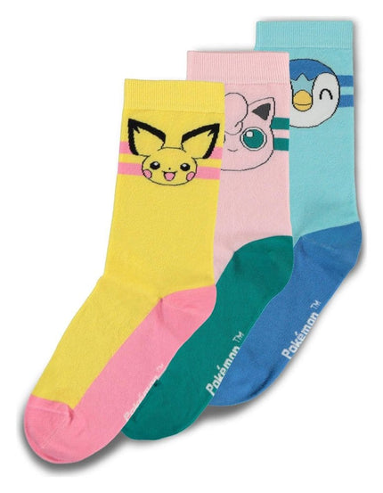 Pokémon Pack de 3 Pares de Calcetines Crew 35-38