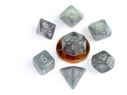 FanRoll Mini Pack de Dados Stardust Gray with Silver Numbers (7)